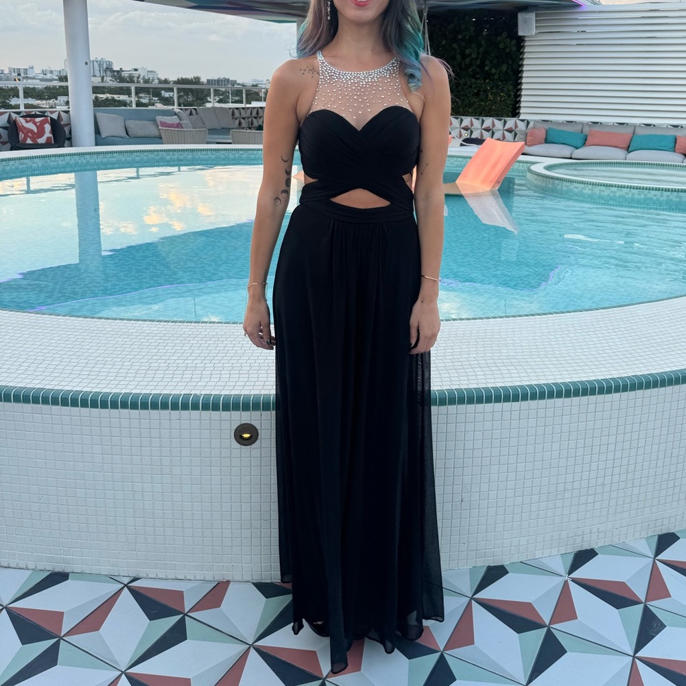 La Femme Black Evening Dress